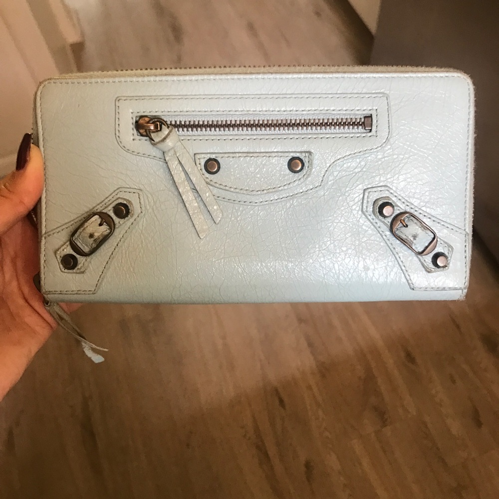 Balenciaga lamb skin Zip around Wallet